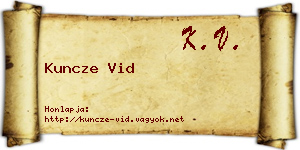 Kuncze Vid névjegykártya
